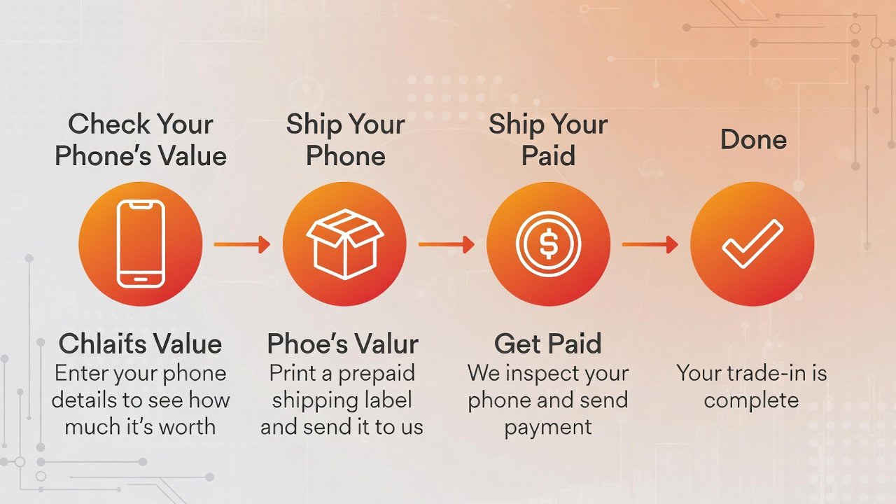 Step by step showing how to trade in Apple phone for $500 cash instantly