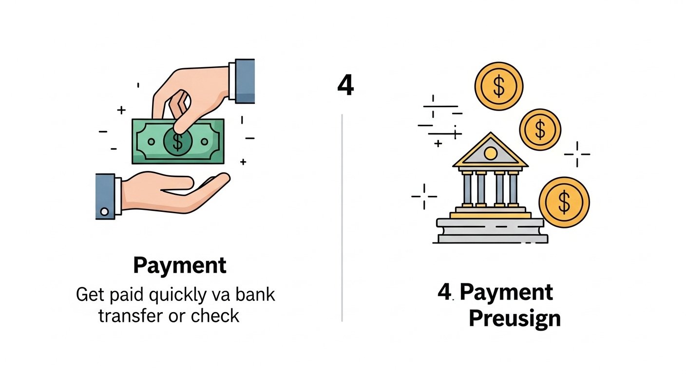 Infographic showing corporate phone buyback process: inventory, quote, ship, payment