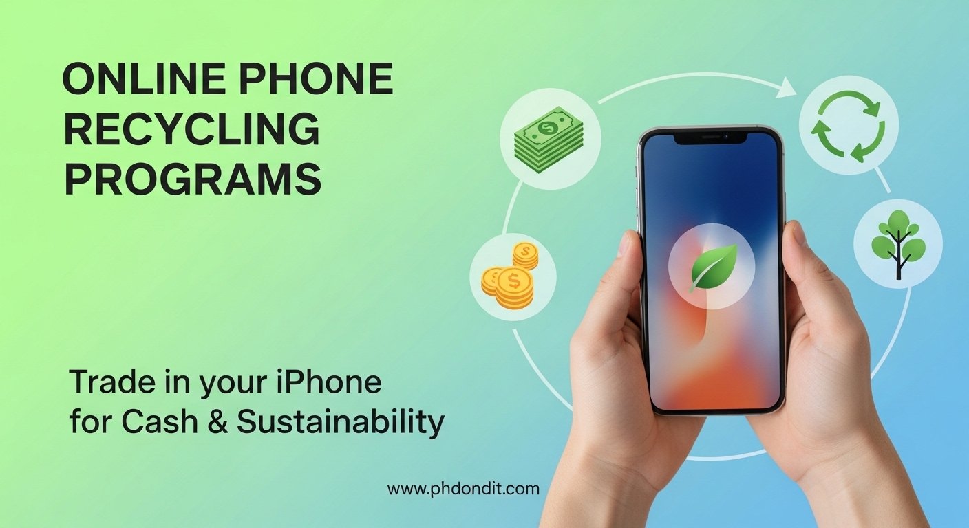 Social media graphic: Online phone recycling programs – trade in iPhone for cash and sustainability