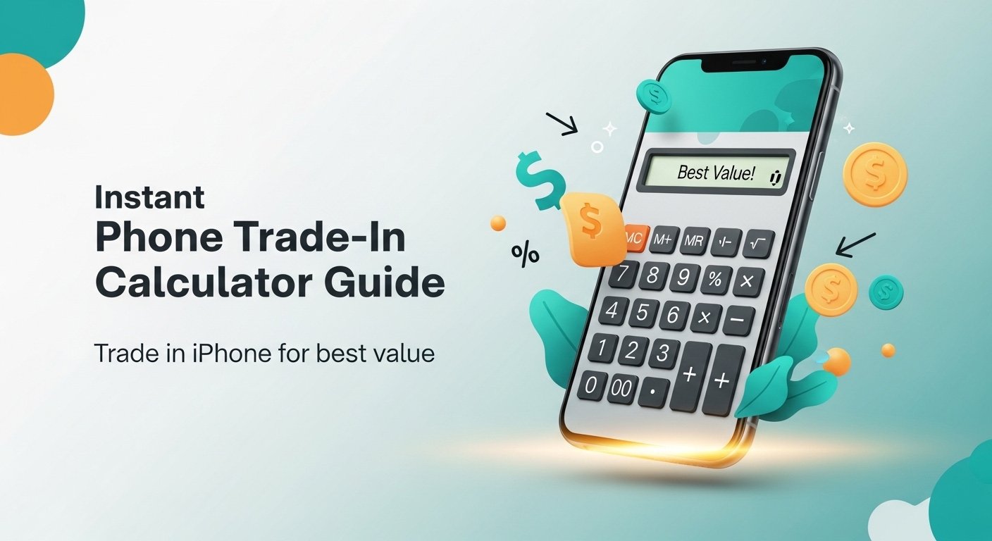 Social media graphic: Instant phone trade-in calculator guide – trade in iPhone for best value