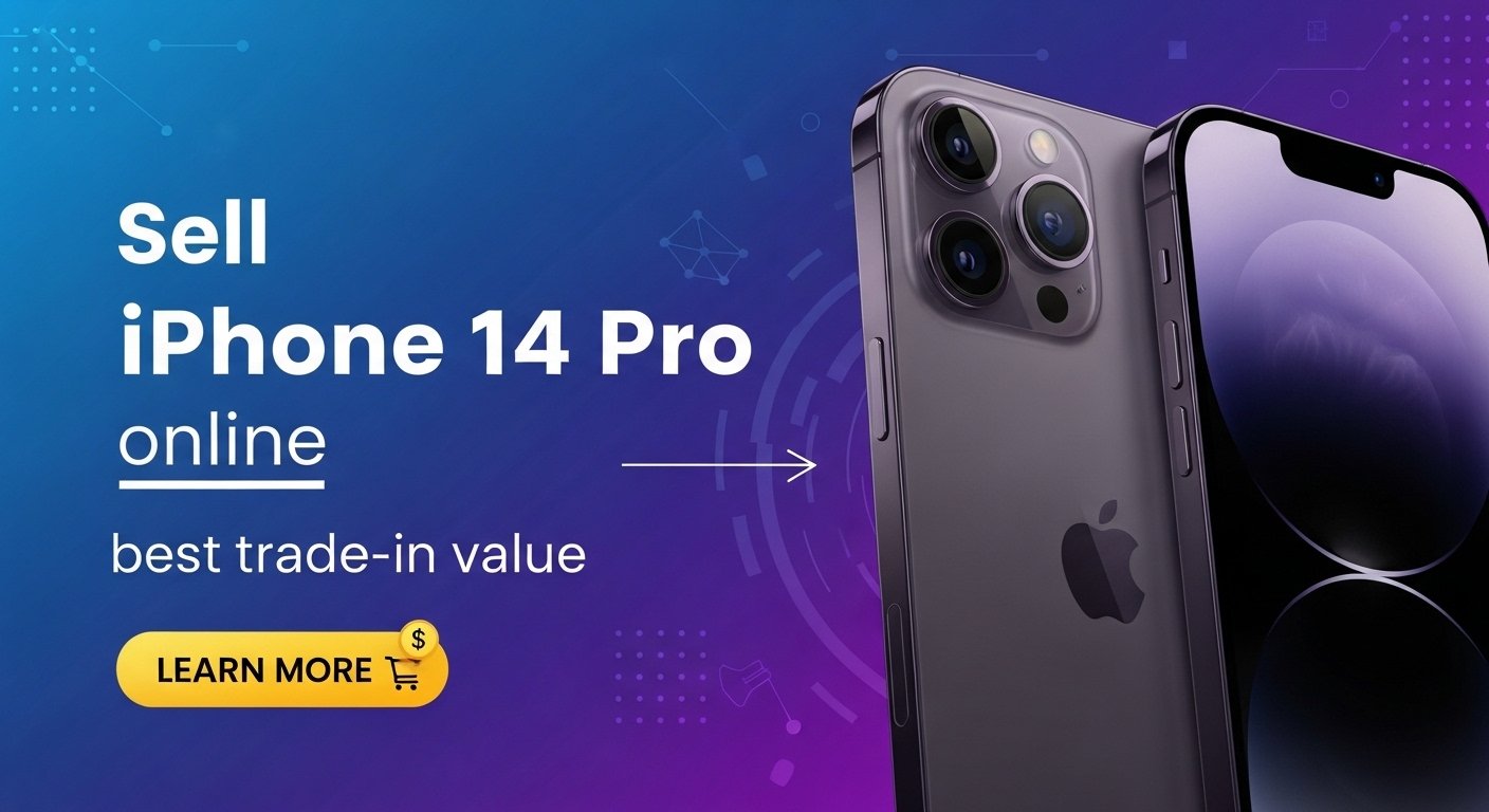 Social media graphic: Sell iPhone 14 Pro online – best trade-in value