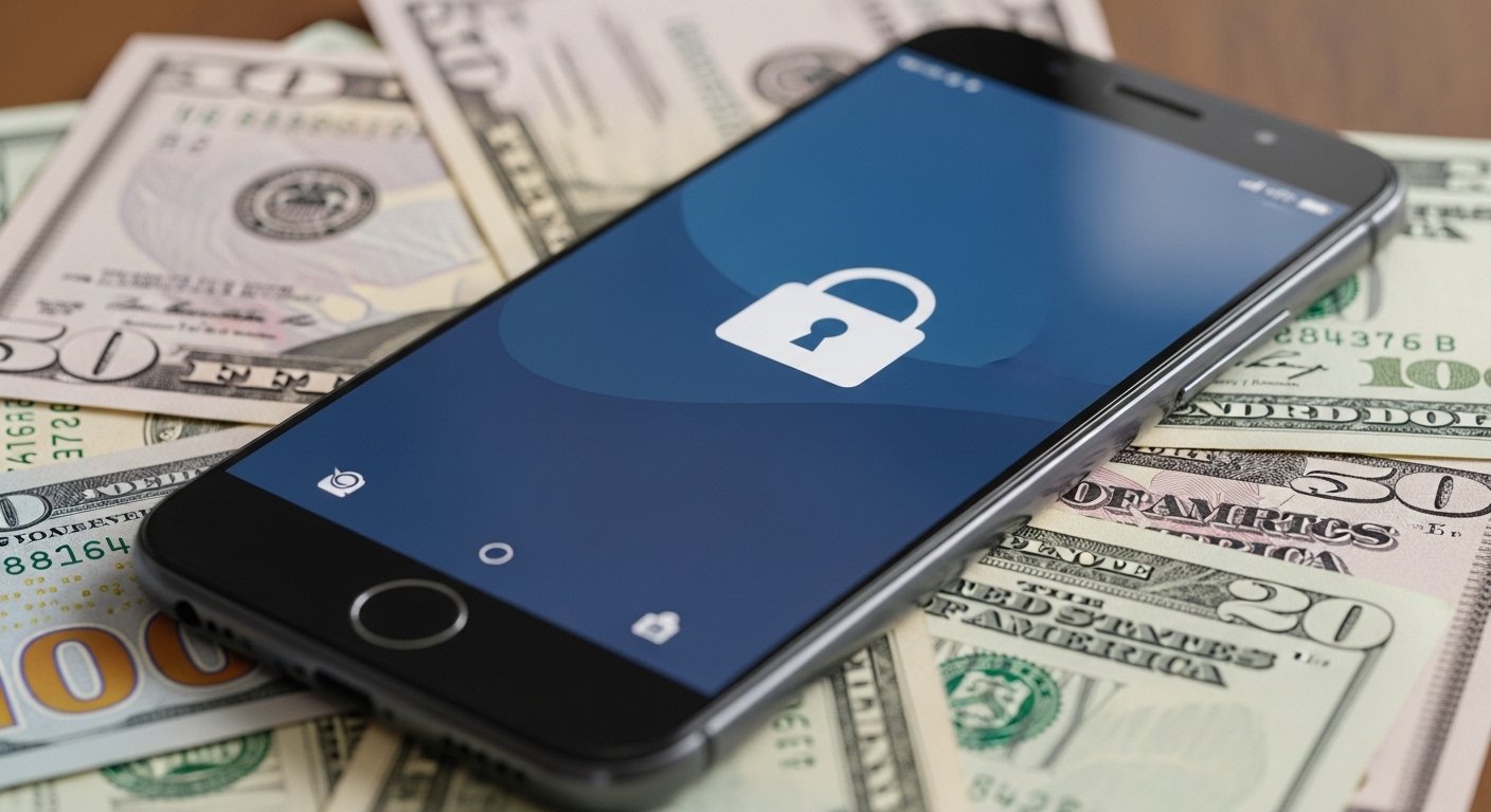 How to sell locked phones: Phone with lock icon and cash