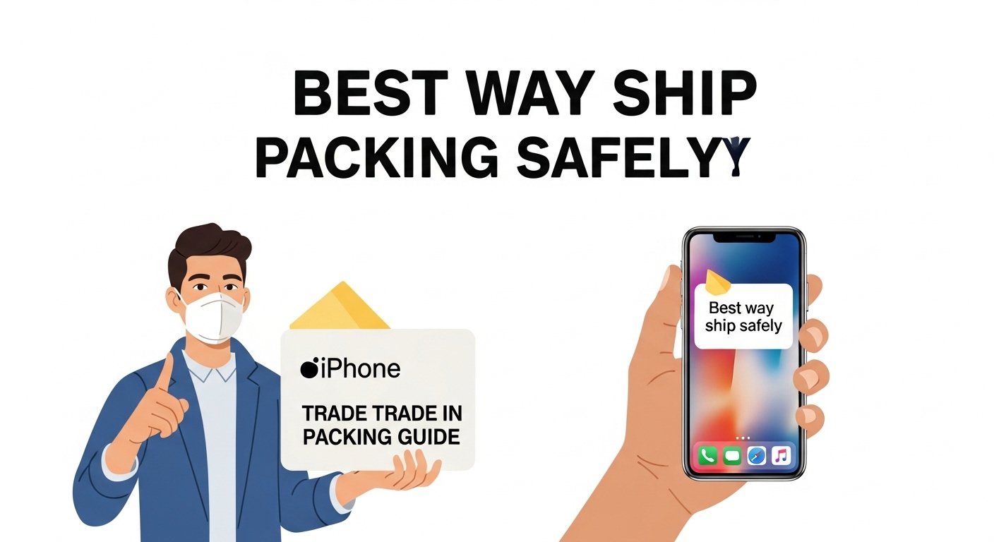 Social media graphic: Best way to ship phone safely – iPhone trade in packing guide