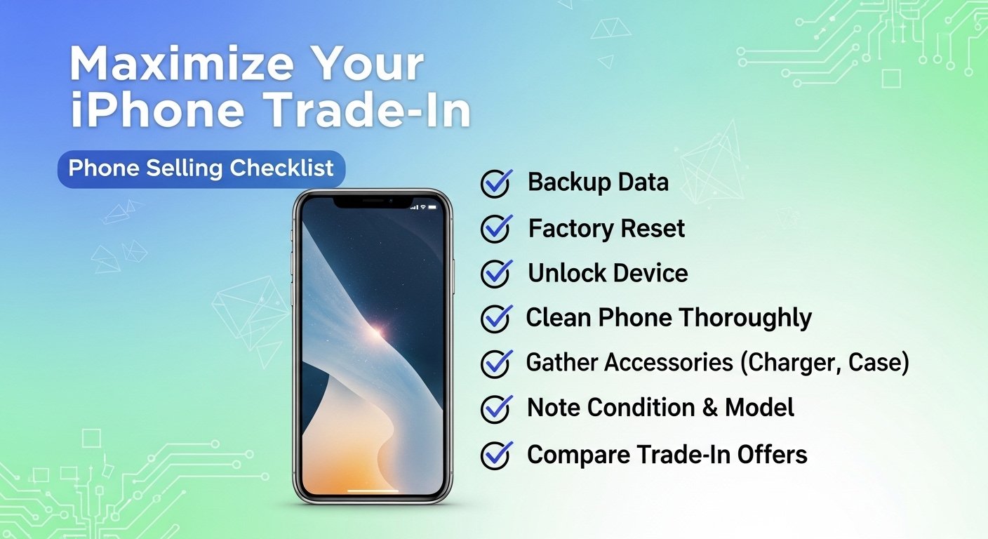 Social media graphic: Phone selling checklist – maximize your iPhone trade in