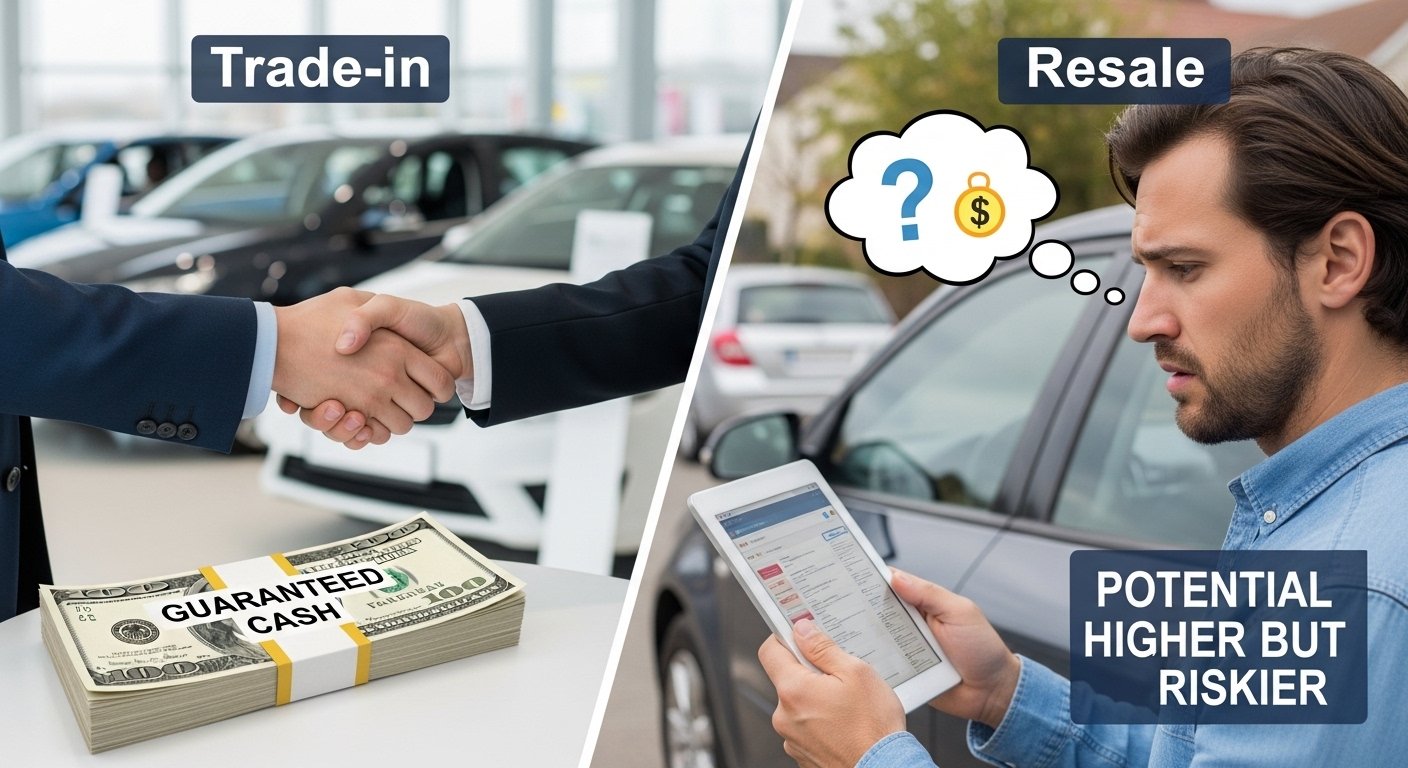 Trade-in vs resale comparison: guaranteed cash vs potential higher but riskier