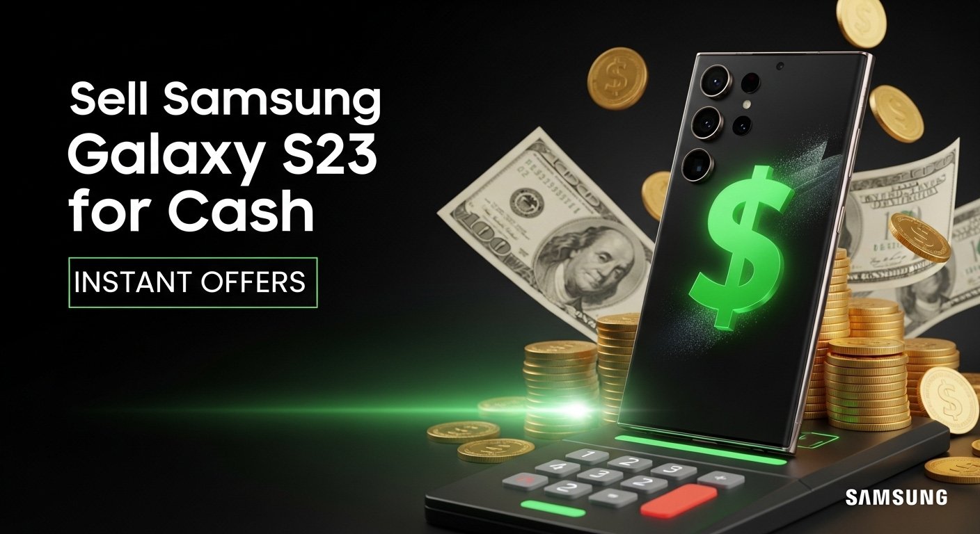 Social media graphic: Sell Samsung Galaxy S23 for cash – instant offers
