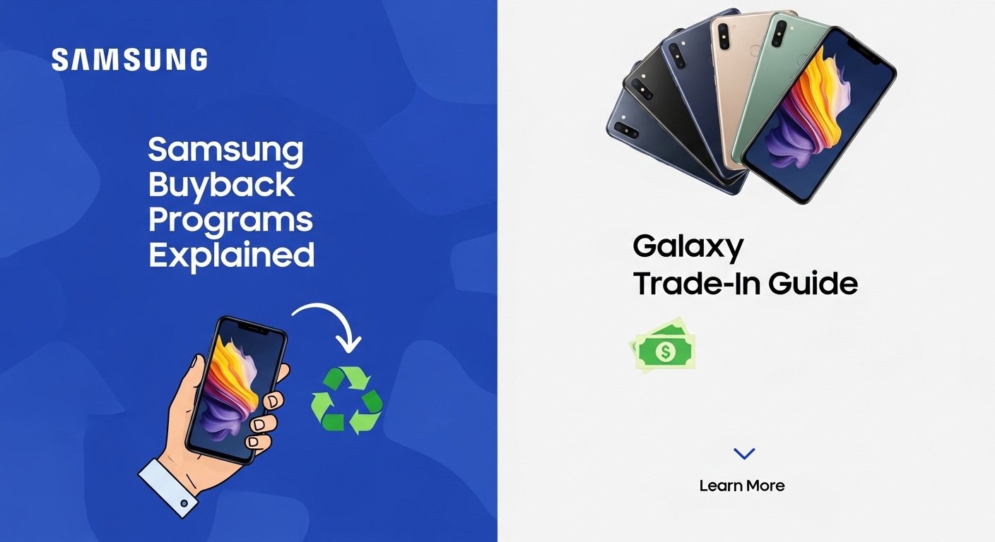 Social media graphic: Samsung buyback programs explained – Galaxy trade-in guide