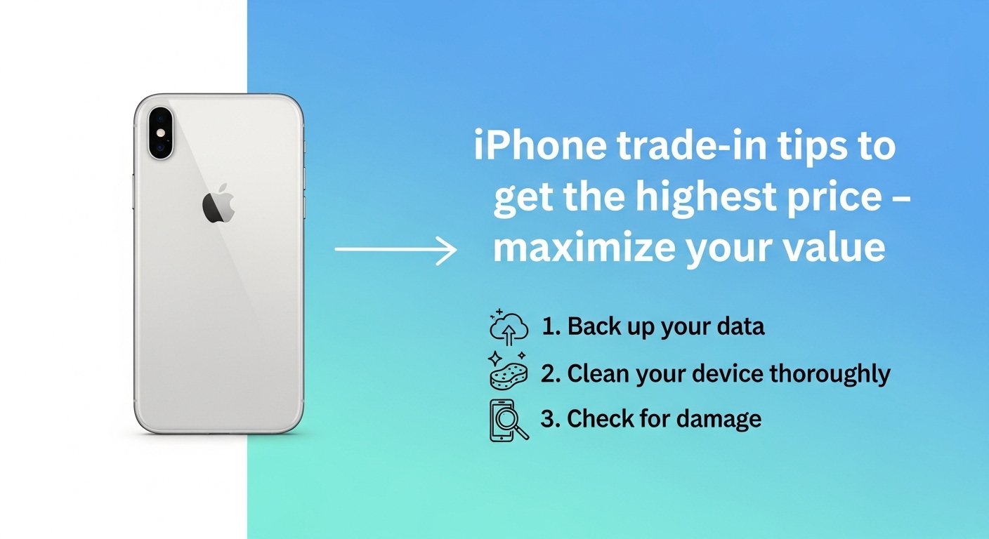 Social media graphic: iPhone trade-in tips to get highest price – maximize your value